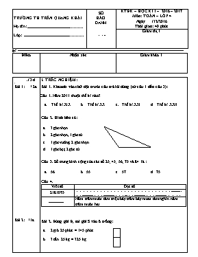Đề kiểm tra định kì học kì I Toán lớp 4 - Năm học 2016-2017 - Trường Tiểu học La Ngâu